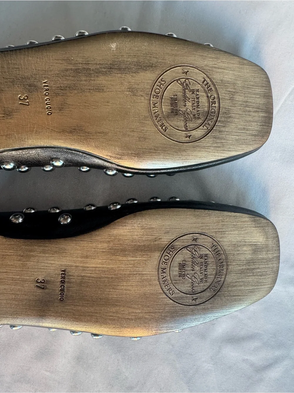 Golden Goose Deluxe Brand Leather Black Silver Studs Ballet Amy Flat EU 37/US 7